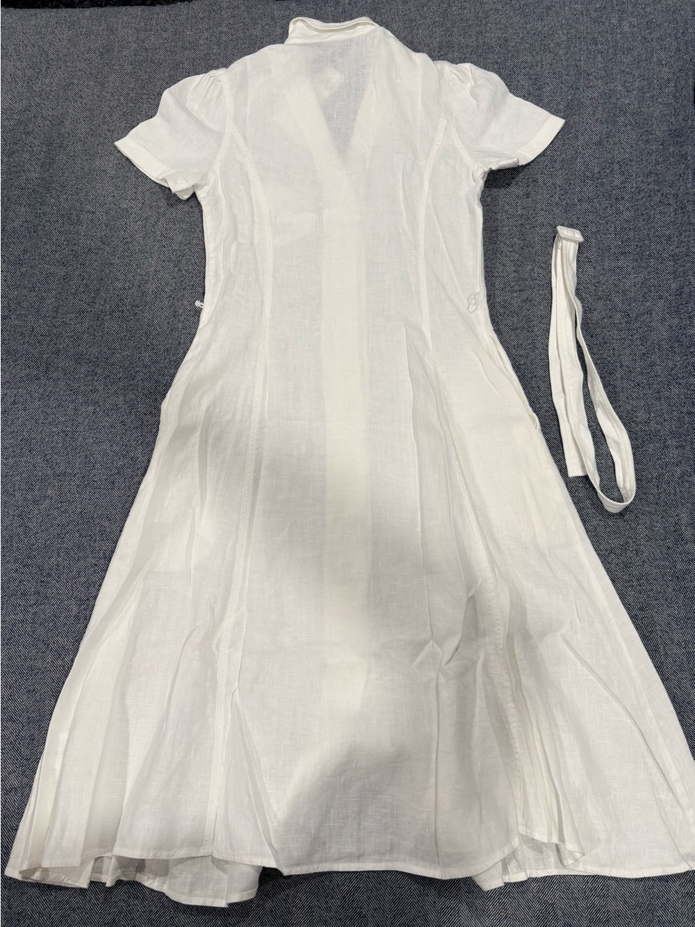 Polo Ralph Lauren Belted Linen A-Line Shirtdress | color: white | size: 2 - Picture 8 of 11